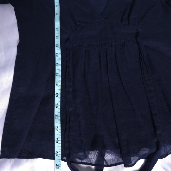 J. Crew Navy Blue V-neck Y2k Baby Doll Blouse Size 8 - Picture 6 of 10